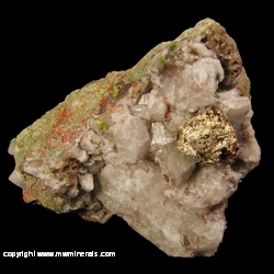 Minerals Specimen: Silver / Copper Halfbreed on Quartz with Epidote and Microcline from Nebraska Mine, Butller Lode, Ontonagon Co., Michigan Minerals Specimen: Silver / Copper Halfbreed on Quartz with Epidote and Microcline from Nebraska Mine, Butller Lode, Ontonagon Co., Michigan