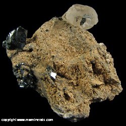 Mineral Specimen: Hematite Crystals and Hematite Included in Calcite from Kalahari manganese fields, Northern Cape Province, South Africa Mineral Specimen: Hematite Crystals and Hematite Included in Calcite from Kalahari manganese fields, Northern Cape Province, South Africa