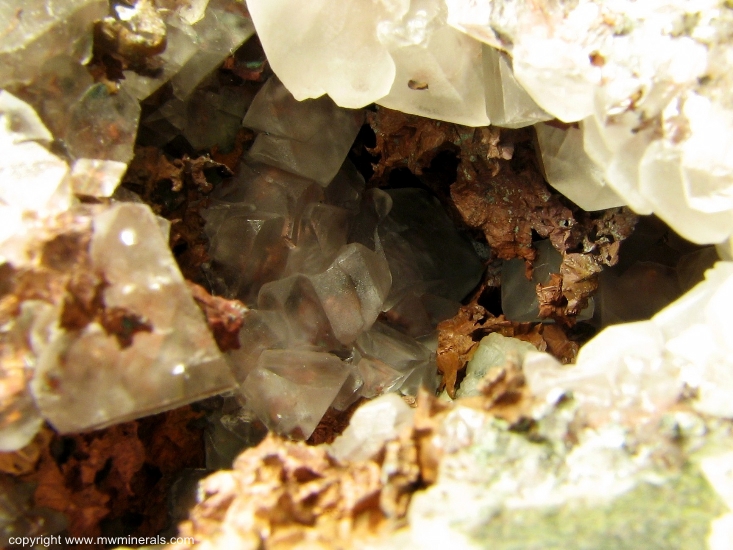 Mineral Specimen: Copper included in Calcite from Caledonia mine, Ontonagon County, Michigan