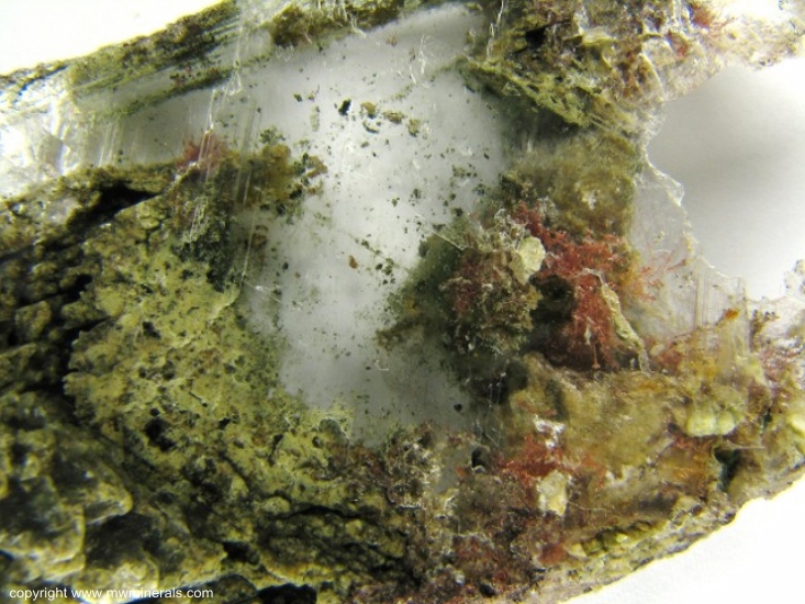 Mineral Specimen: Copper included in Selenite from Mission Mine, San Xavier, Sierrita Mountains, Pima County, Arizona, USA