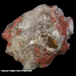 Minerals Specimen: Copper Crystal is Quartz Vug with Microcline and Epidote from Caledonia Mine, Butler lode. Ontonagon Co., Michigan Minerals Specimen: Copper Crystal is Quartz Vug with Microcline and Epidote from Caledonia Mine, Butler lode. Ontonagon Co., Michigan