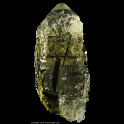 Minerals Specimen: Epidote Included in Quartz from Fazenda Rubin Pimenta Mine, Capelinha, Jequitinhonha valley, Minas Gerais, Brazil