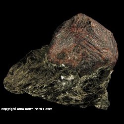 Mineral Specimen: Almandine Garnet, Biotite from River Valley Garnet Mine, Dana Twp., Sudbury dist., Ontario, Canada Mineral Specimen: Almandine Garnet, Biotite from River Valley Garnet Mine, Dana Twp., Sudbury dist., Ontario, Canada