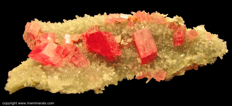 Mineral Specimen: Rhodochrosite on Quartz from Wudong Mine, Liubao, Cangwu County, Wuzhou Prefecture, Guangxi Zhuang Autonomous Region, China