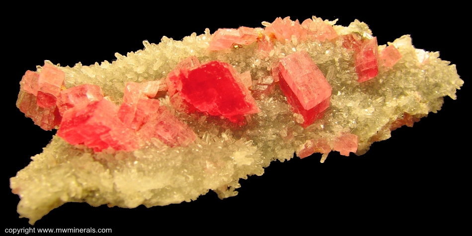 Mineral Specimen: Rhodochrosite on Quartz from Wudong Mine, Liubao, Cangwu County, Wuzhou Prefecture, Guangxi Zhuang Autonomous Region, China