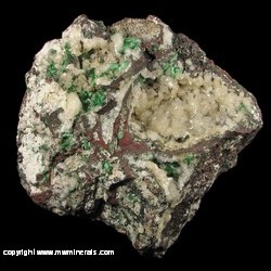 Mineral Specimen: Malachite, Calcite from Bisbee, Cochise Co., Arizona, USA Mineral Specimen: Malachite, Calcite from Bisbee, Cochise Co., Arizona, USA