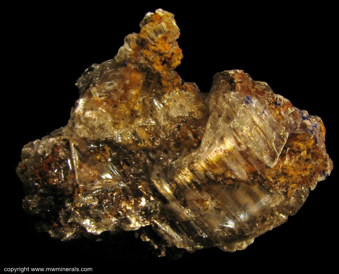 Mineral Specimen: Selenite and Azurite from Laurium, Attica, Greece