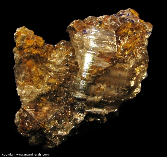 Mineral Specimen: Selenite and Azurite from Laurium, Attica, Greece