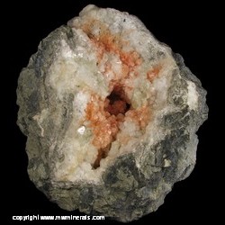 Minerals Specimen: Analcime Crystals with Calcite Geode from Paterson, Passaic Co., New Jersey
