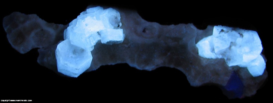 Fluorescent Mineral Specimen: Hopper Growth Witherite on Barite with Alstonite and Fluorite from Minerva No. 1 Mine, Cave-In-Rock, Hardin Co.., Illinois