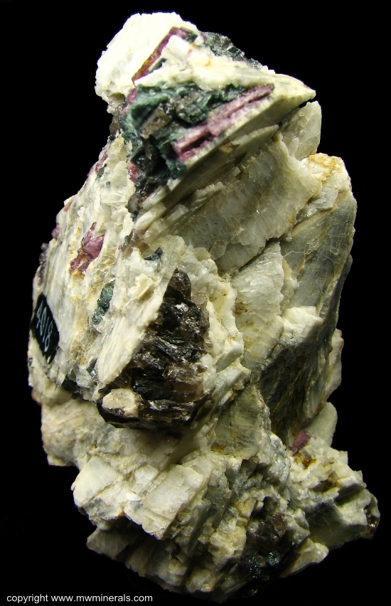 Mineral Specimen: Rose Tourmaline (Elbaite) with Albite and Smoky Quartz from Chesterfield, Hampshire County, Massachusetts