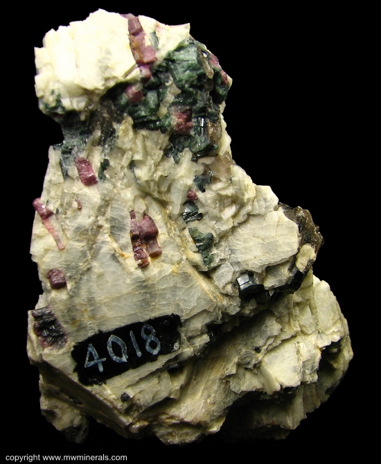 Mineral Specimen: Rose Tourmaline (Elbaite) with Albite and Smoky Quartz from Chesterfield, Hampshire County, Massachusetts