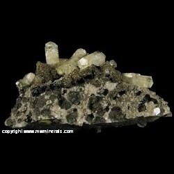 Mineral Specimen: Hexagonal Calcite on Dolomite and Chalcopyrite Casts after Galena from Sweetwater Mine, Ellington, Viburnum Trend District, Reynolds County, Missouri, USA Mineral Specimen: Hexagonal Calcite on Dolomite and Chalcopyrite Casts after Galena from Sweetwater Mine, Ellington, Viburnum Trend District, Reynolds County, Missouri, USA