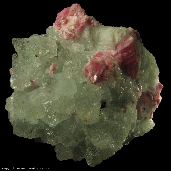 Mineral Specimen: Rhodochrosite on Fluorite from American Tunnel, Silverton, San Juan County, Colorado