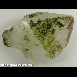 Mineral Specimen: Epidote on and Included in Quartz from Kharan, Balochistan (Baluchistan), Pakistan