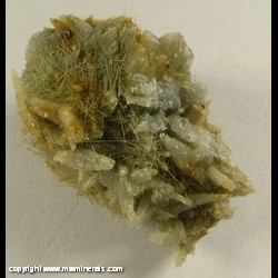 Mineral Specimen: Byssolite on Adularia Crystals from Keystone Trap Rock Quarry, Cornog, Wallace Township, Chester Co., Pennsylvania Mineral Specimen: Byssolite on Adularia Crystals from Keystone Trap Rock Quarry, Cornog, Wallace Township, Chester Co., Pennsylvania
