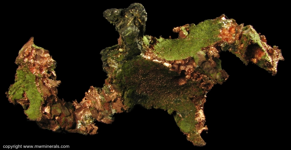 Mineral Specimen: Silver/Copper Halfbreed with Epidote from Calumet and Hecla Lode, Houghton County, Michigan, USA