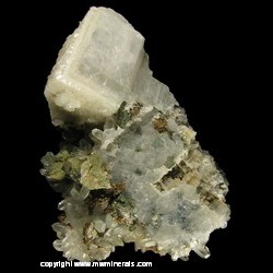 Mineral Specimen: Pyrite pseudomorh after Pyrrhotite. Calcite, Quartz, Chalcopyrite, Pyrite from Chihuahua, Mexico