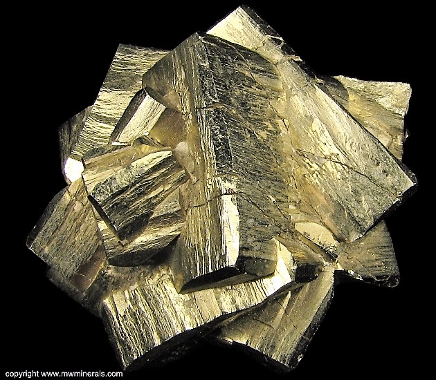 Mineral Specimen: Pyrite Penetration Twins from Ambasaguas (Ambas Aguas; Ambas-Aguas), Muro de Aguas, La Rioja, Spain