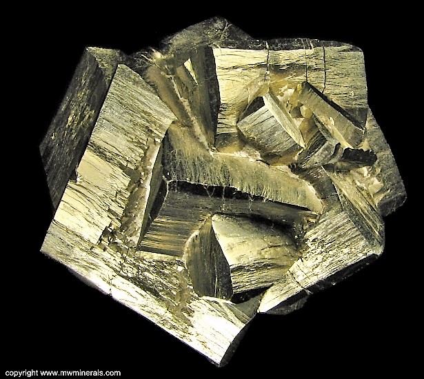 Mineral Specimen: Pyrite Penetration Twins from Ambasaguas (Ambas Aguas; Ambas-Aguas), Muro de Aguas, La Rioja, Spain