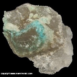 Minerals Specimen: Shattuckite Included in Quartz from Kaokoveld Plateau, Kunene Region, Namibia