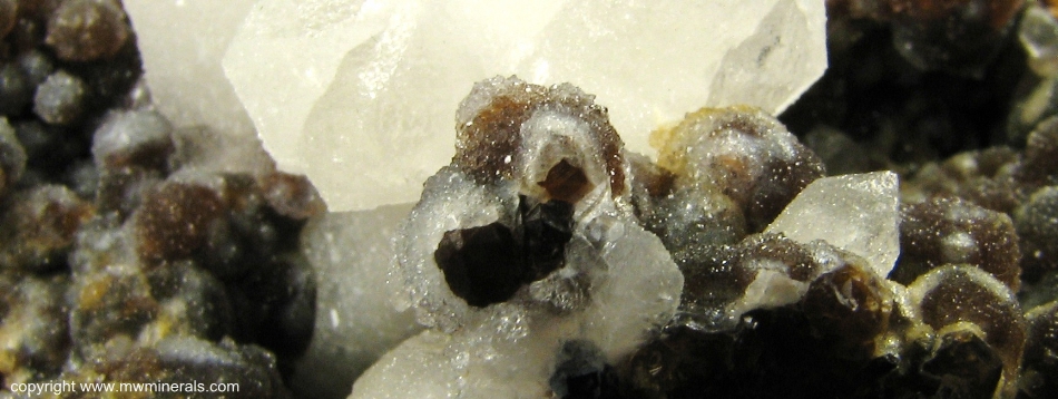 Mineral Specimen: Quartz on Andradite Garnet from El Mochito Mine, El Mocho, Santa Barbara Department, Honduras