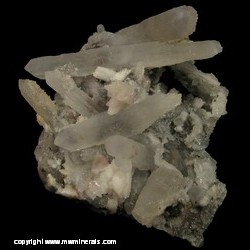 Mineral Specimen: Double Terminated Quartz with Calcite and Minor Pyrite from Zacatecas, Mexico