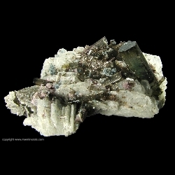 Minerals Specimen: Tourmaline, Apatite, Lepidolite on Albite from Pederneira Mine, Sao Jose da Safira, Doce valley, Minas Gerais, Brazil Minerals Specimen: Tourmaline, Apatite, Lepidolite on Albite from Pederneira Mine, Sao Jose da Safira, Doce valley, Minas Gerais, Brazil