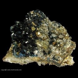 Minerals Specimen: Lazulite, Siderite, Quartz from Rapid Creek, Dawson Mining District, Yukon Territory, Canada