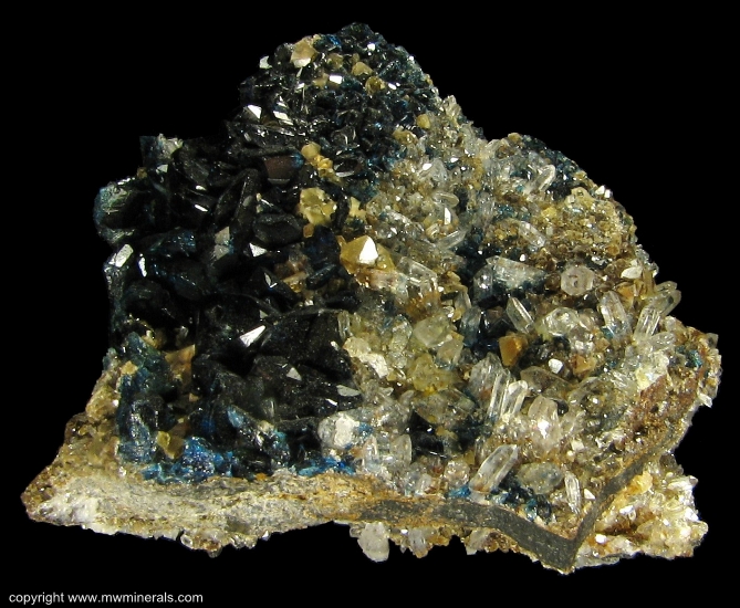 Mineral Specimen: Lazulite, Siderite, Quartz from Rapid Creek, Dawson Mining District, Yukon Territory, Canada