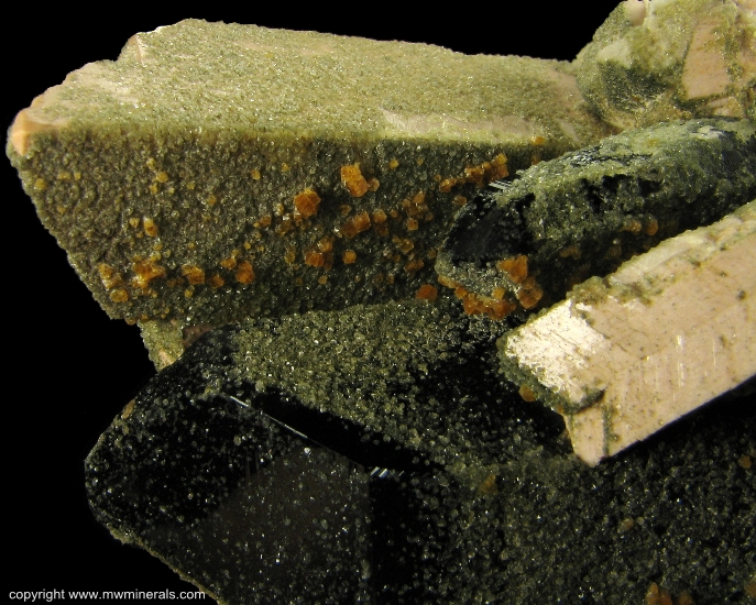 Mineral Specimen: Microcline Twin, Smoky Quartz, Chabazite and Epidote from Jietou, Wulian Co., Rizhao Prefecture, Shandong Province, China