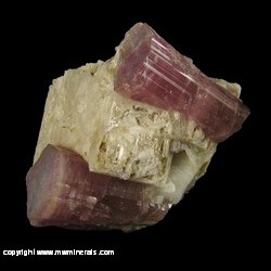 Mineral Specimen: Tourmaline, Albite from Pala, San Diego Co., California Mineral Specimen: Tourmaline, Albite from Pala, San Diego Co., California