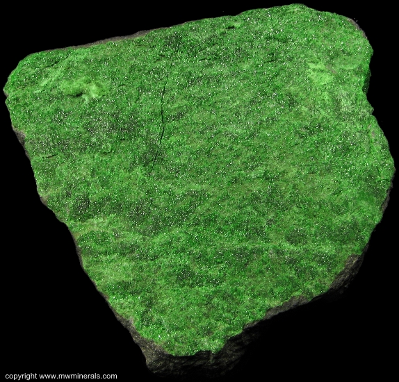 Mineral Specimen: Uvarovite Garnet from Saranovskii Mine , Saranovskaya Village, Gornozavodskii area, Permskaya Oblast', Middle Urals, Urals Region, Russia