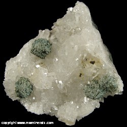 Mineral Specimen: Blue Babingtonite on Quartz from Prospect Park Quarry, Prospect Park, Passaic Co., New Jersey