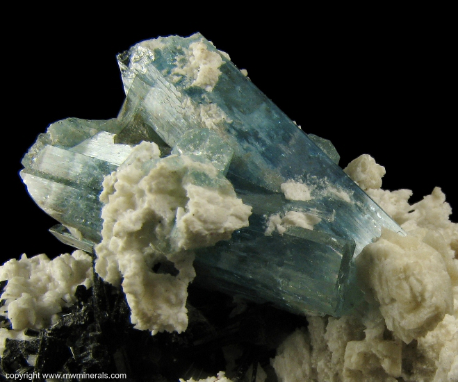 Mineral Specimen: Aquamarine, Tourmaline (Schorl), Albite from Erongo Mountain, Erongo Region, Namibia