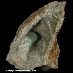 Mineral Specimen: Smithsonite with Barite on Druze Quartz from Kelly Mine, Magdalena District, Socorro Co., New Mexico, USA Mineral Specimen: Smithsonite with Barite on Druze Quartz from Kelly Mine, Magdalena District, Socorro Co., New Mexico, USA