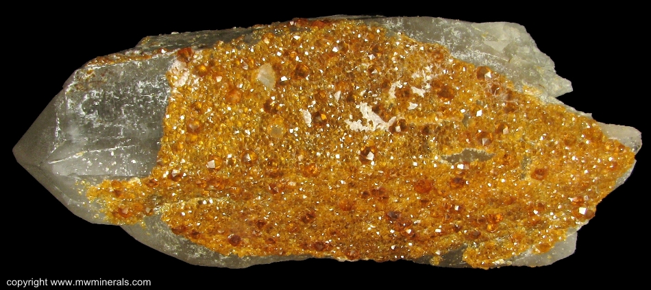 Mineral Specimen: Spessartine Garnet on Smoky Quartz from Tongbei, Yunxiao County, Zhangzhou Prefecture, Fujian Province, China