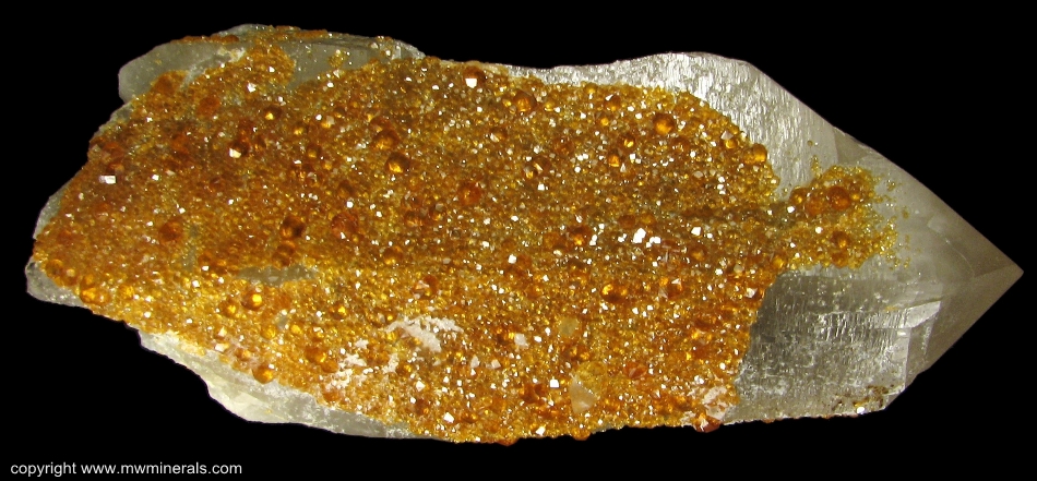 Mineral Specimen: Spessartine Garnet on Smoky Quartz from Tongbei, Yunxiao County, Zhangzhou Prefecture, Fujian Province, China