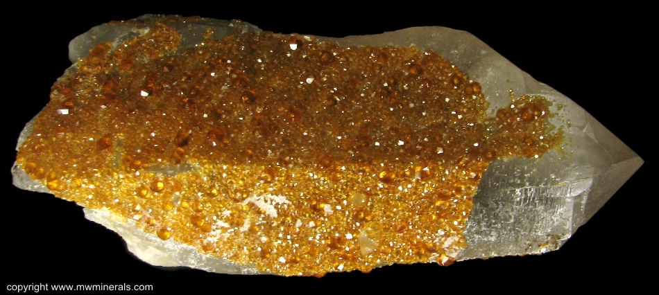 Mineral Specimen: Spessartine Garnet on Smoky Quartz from Tongbei, Yunxiao County, Zhangzhou Prefecture, Fujian Province, China