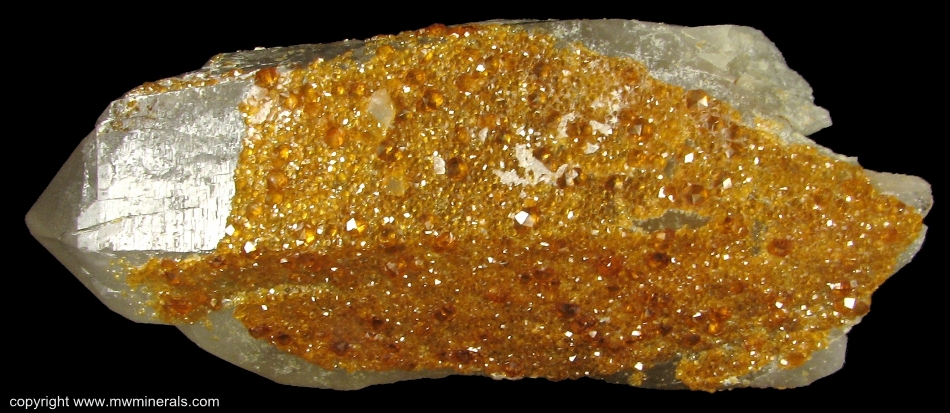 Mineral Specimen: Spessartine Garnet on Smoky Quartz from Tongbei, Yunxiao County, Zhangzhou Prefecture, Fujian Province, China