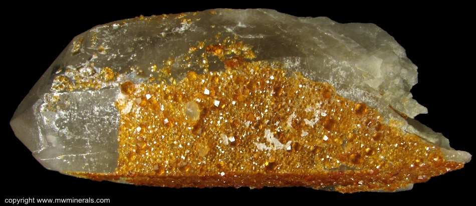 Mineral Specimen: Spessartine Garnet on Smoky Quartz from Tongbei, Yunxiao County, Zhangzhou Prefecture, Fujian Province, China