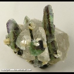Mineral Specimen: Fluorite with Hyaline Opal and Muscovite on Quartz from Erongo Mountain, Erongo Region, Namibia