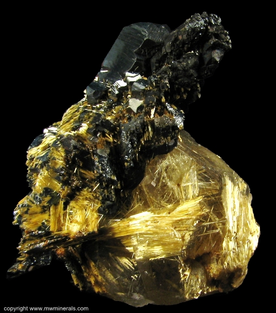 Mineral Specimen: Hematite Crystal, Rutile, Rutilated Quartz from Nova Horizonte, Bahia, Brazil