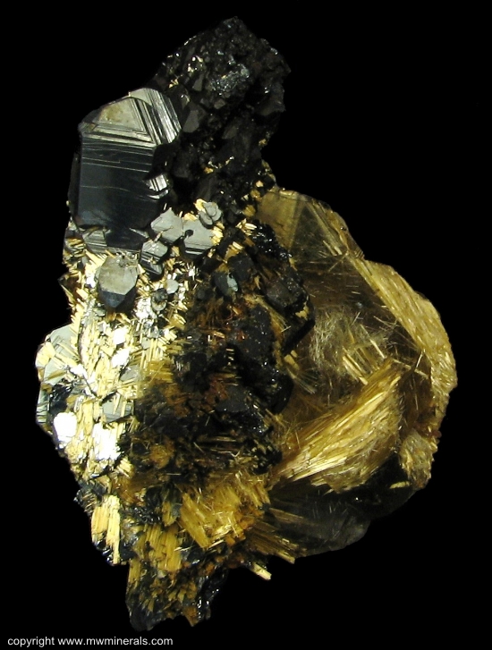 Mineral Specimen: Hematite Crystal, Rutile, Rutilated Quartz from Nova Horizonte, Bahia, Brazil