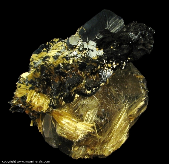 Mineral Specimen: Hematite Crystal, Rutile, Rutilated Quartz from Nova Horizonte, Bahia, Brazil