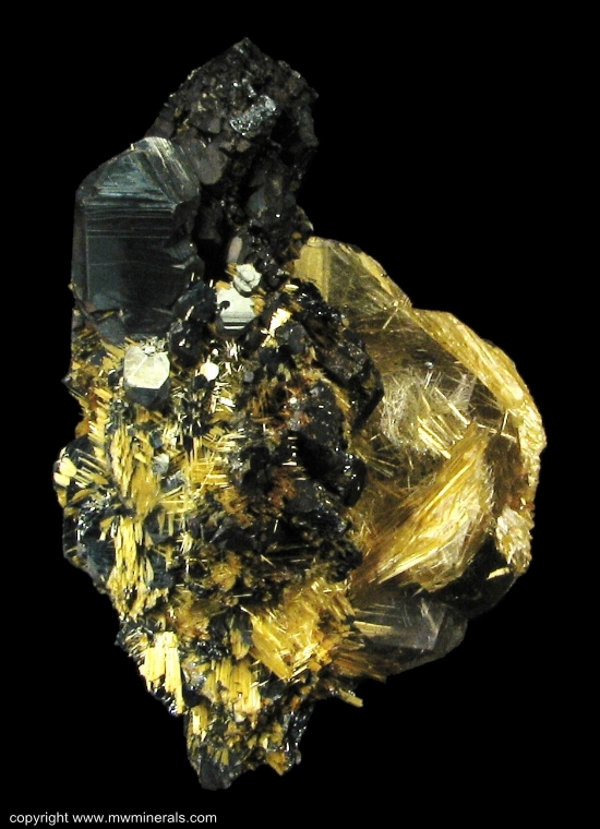 Mineral Specimen: Hematite Crystal, Rutile, Rutilated Quartz from Nova Horizonte, Bahia, Brazil