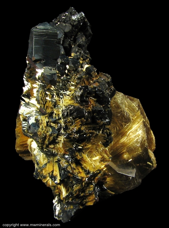 Mineral Specimen: Hematite Crystal, Rutile, Rutilated Quartz from Nova Horizonte, Bahia, Brazil