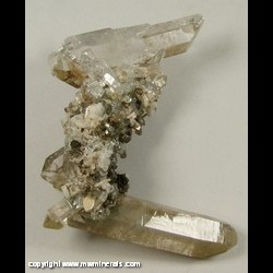 Mineral Specimen: Double Terminated Quartz with Included Chlorite, Albite from Nikolaevskiy Mine, Dal'negorsk, Kavalerovo Mining Dist., Primorskiy Kray, Far-Eastern Region, Russia Mineral Specimen: Double Terminated Quartz with Included Chlorite, Albite from Nikolaevskiy Mine, Dal'negorsk, Kavalerovo Mining Dist., Primorskiy Kray, Far-Eastern Region, Russia