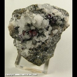 Minerals Specimen: Proustite, Calcite from Uchucchacua Mine, Oyon, Lima, Peru Minerals Specimen: Proustite, Calcite from Uchucchacua Mine, Oyon, Lima, Peru