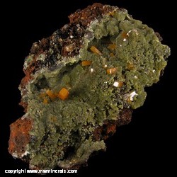 Mineral Specimen: Wulfenite, Mimetite from Mina Ojuela, Mapimi, Durango, Mexico